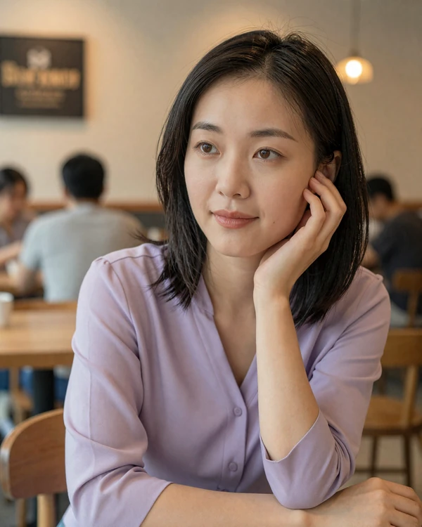 Chinese woman listening attentively in conversation - Asian communication styles in dating