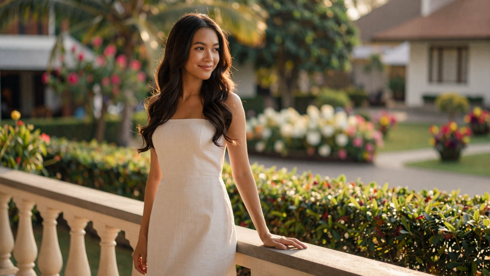 Beautiful Asian woman smiling in golden hour light - find your perfect match on Asian Women Dating