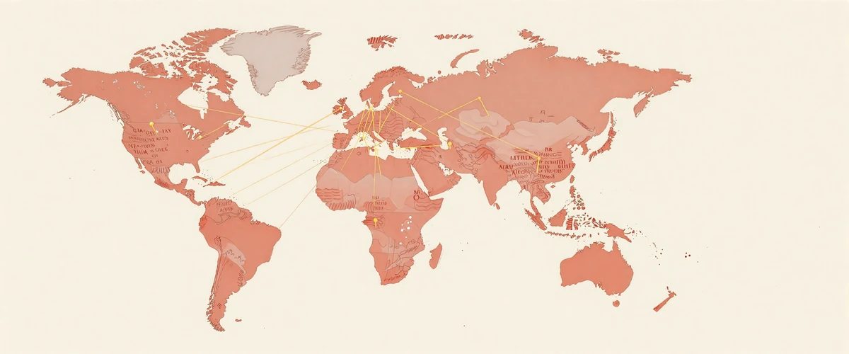 Decorative world map showing Asian Women Dating global presence connecting the United States with Asian countries