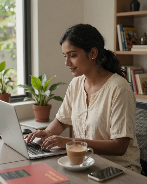 Bangladeshi woman using laptop at her modern Dhaka apartment - online dating in Bangladesh is growing rapidly among educated women